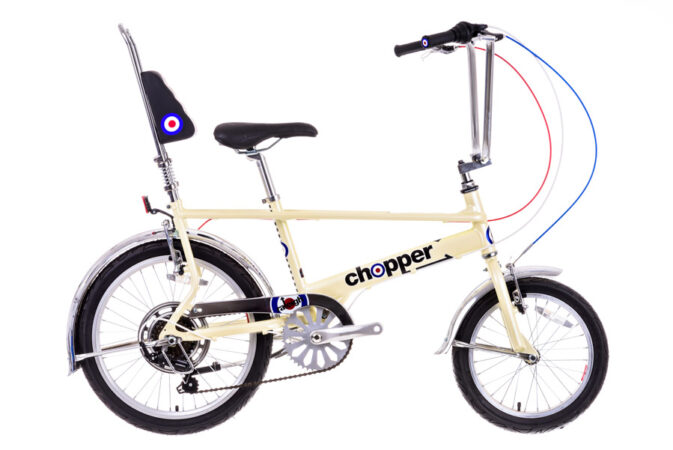 Raleigh Chopper bicycle on white background isolated