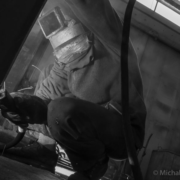 Gdansk Shipyard BW men working reportage