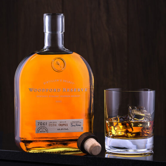 Amazon product photographer Woodford Reserve Bourbon bottle photography
