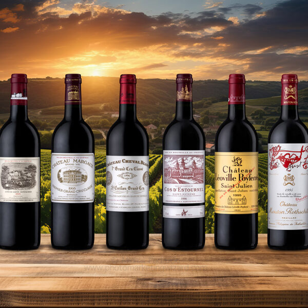 top Bordeaux wines specialist product photographer Chateau Lafite Rothschild 1995 Pauillac, Chateau Margaux, Chateau Cheval Blanc