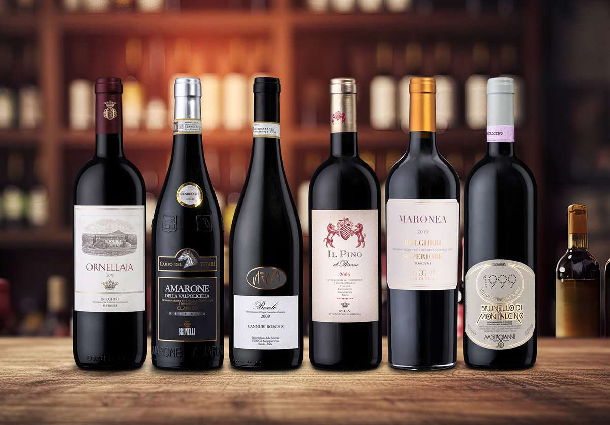 Italian wine selection best wines on a wooden table product photography services Derby