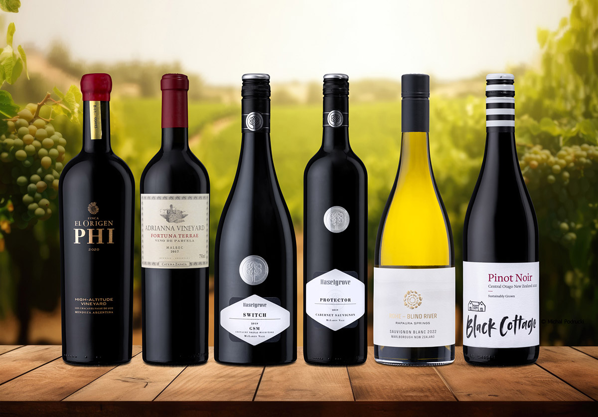 best new world wines on a wooden table bottle product photographer Birmingham commercial photography services