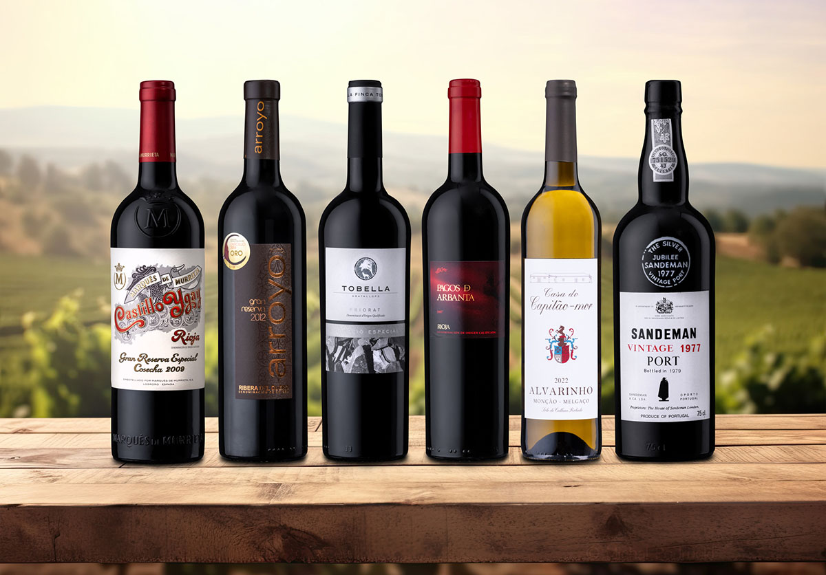 best spanish wines bottles on a wooden table product photographer Birmingham commercial photography services